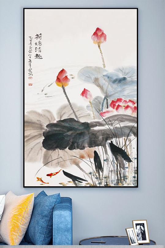 水墨荷塘情趣装饰画-众图网