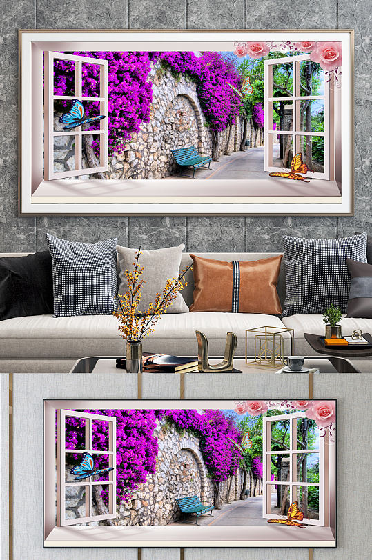 浪漫薰衣草背景装饰画-众图网