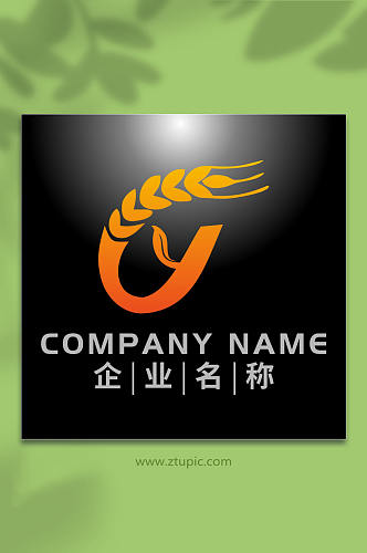 麦穗艺术字母y标志logo设计