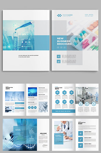 简约大气生物制药画册模板