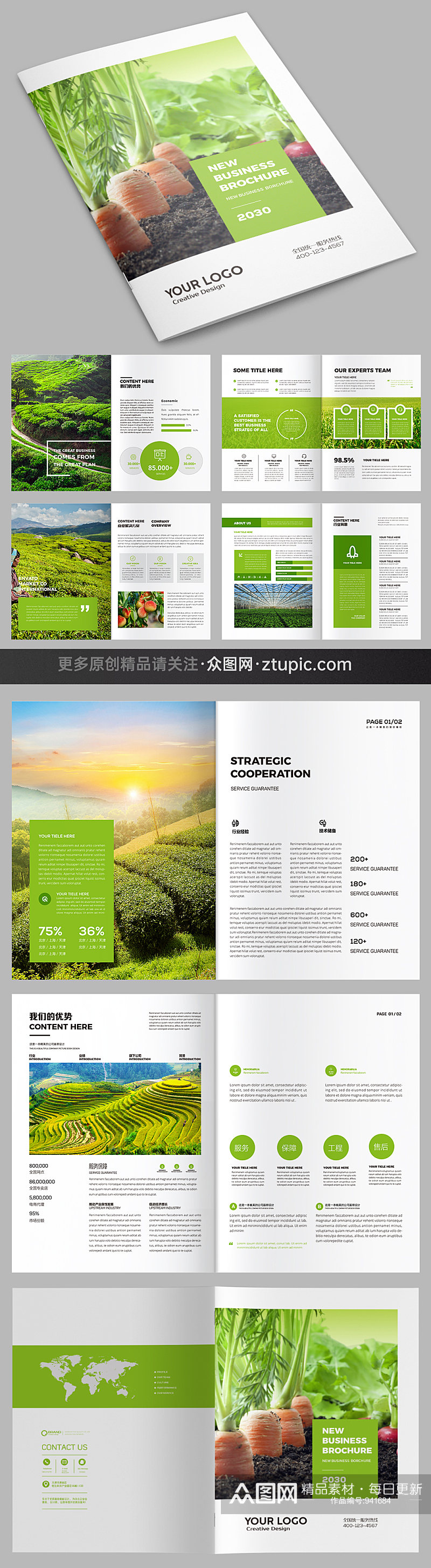 绿色农业宣传册农产品画册设计模板素材