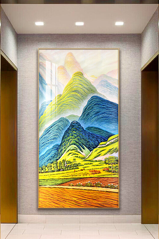 玄关装饰画现代a客厅巨人山水风景油画