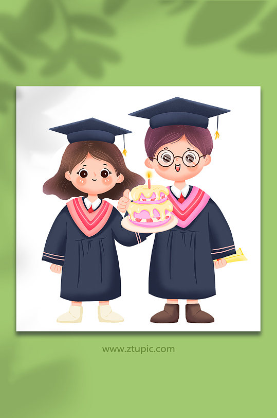 可爱卡通学生毕业人物插画-众图网