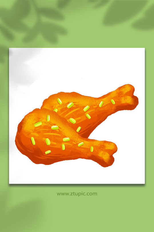 卡通可爱美食鸡腿快餐美食元素插画