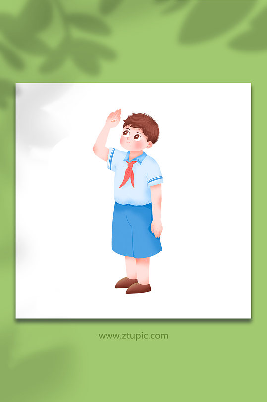 卡通手绘敬礼男孩国庆节人物插画免抠元素