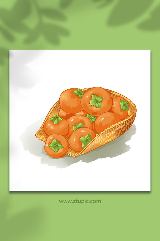 卡通可爱手绘霜降节气物品柿子元素插画-众图网