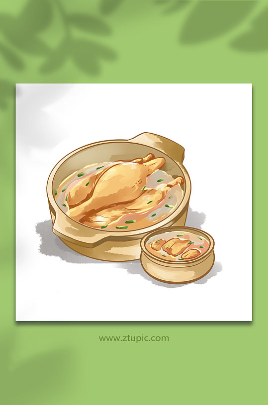 卡通可爱霜降节气食物鸭子汤元素插画