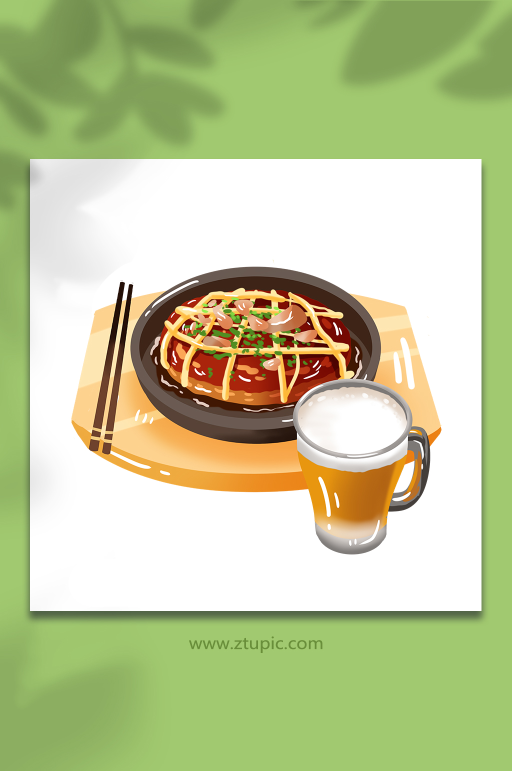 卡通扁平大阪烧寿司日料美食元素插画素材