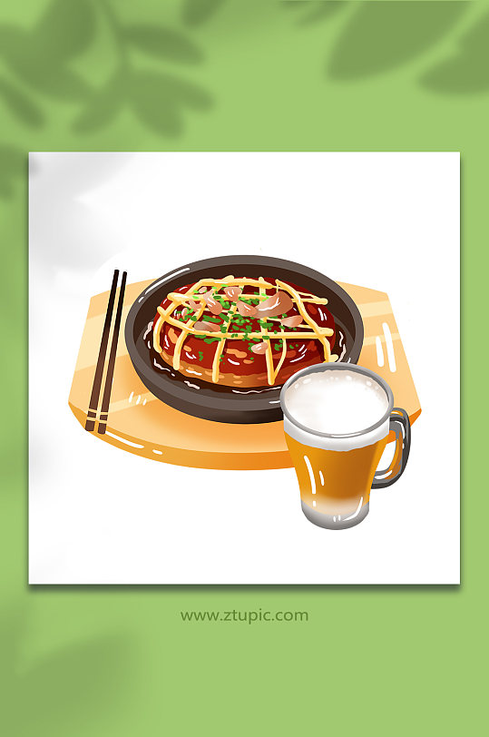 卡通扁平大阪烧寿司日料美食元素插画