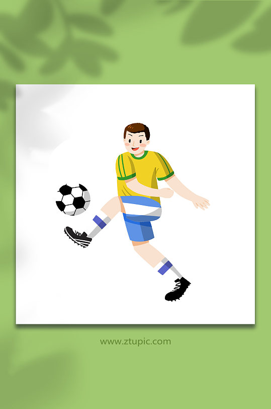 卡通扁平巴西队员世界杯足球运动员元素插画