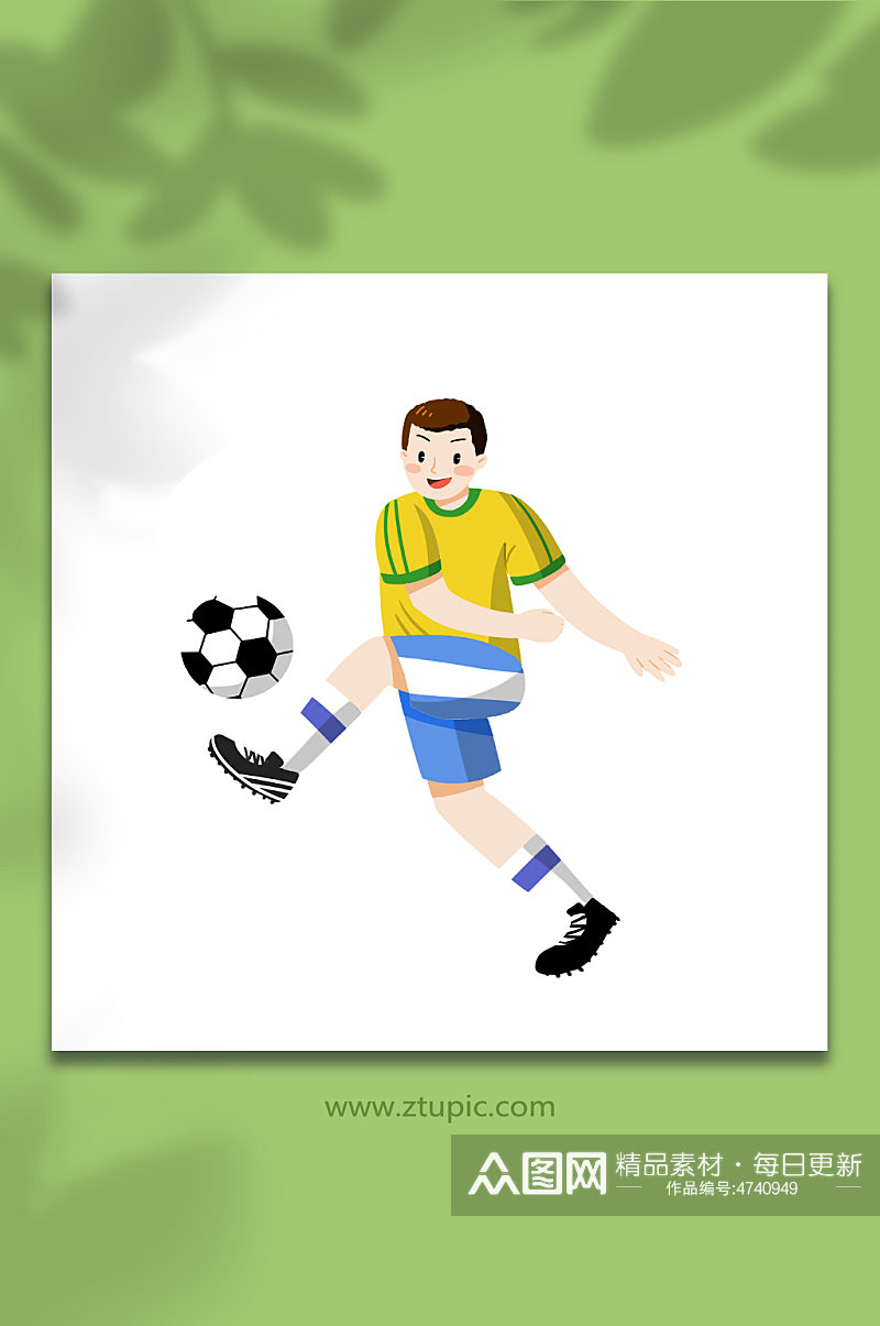 卡通扁平巴西队员世界杯足球运动员元素插画素材