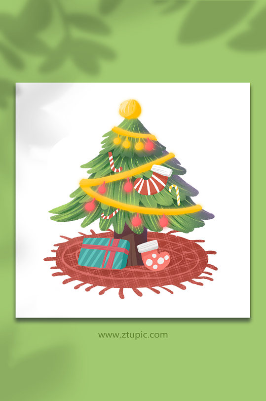 卡通可爱圣诞树道具插画免抠元素