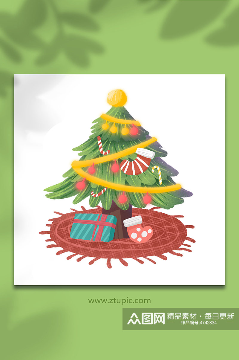 卡通可爱圣诞树道具插画免抠元素素材