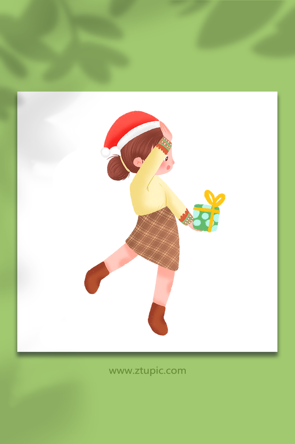 卡通可爱女人妈妈圣诞人物插画免抠元素素材