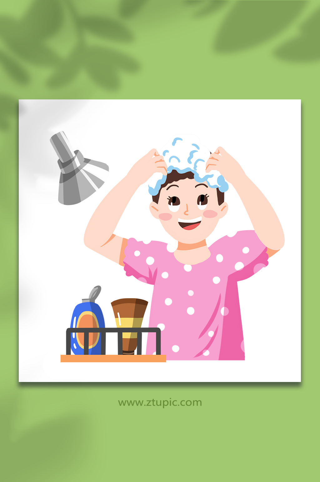 手绘搓洗头发女性面部清洁头部护理元素插画立即下载手绘卡通龙抬头