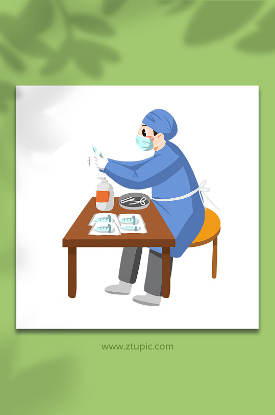 可商用手绘老年人接种新冠疫苗人物免抠元素立即下载轮椅养老老年人