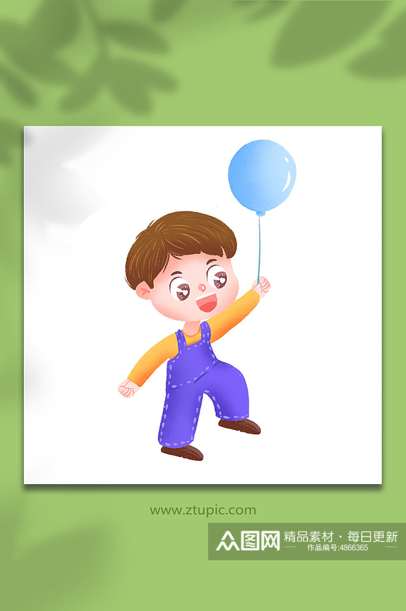 手绘可爱气球男孩儿童节人物插画免抠元素素材