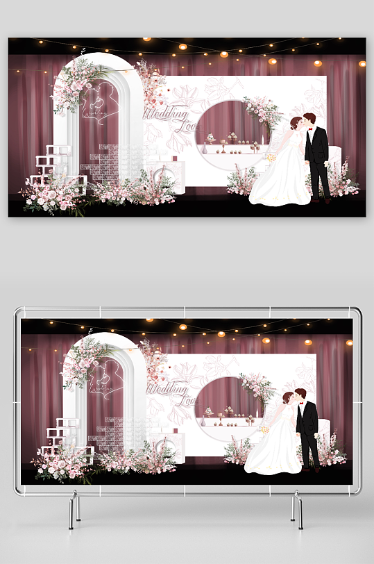 粉白浪漫婚礼迎宾区-众图网