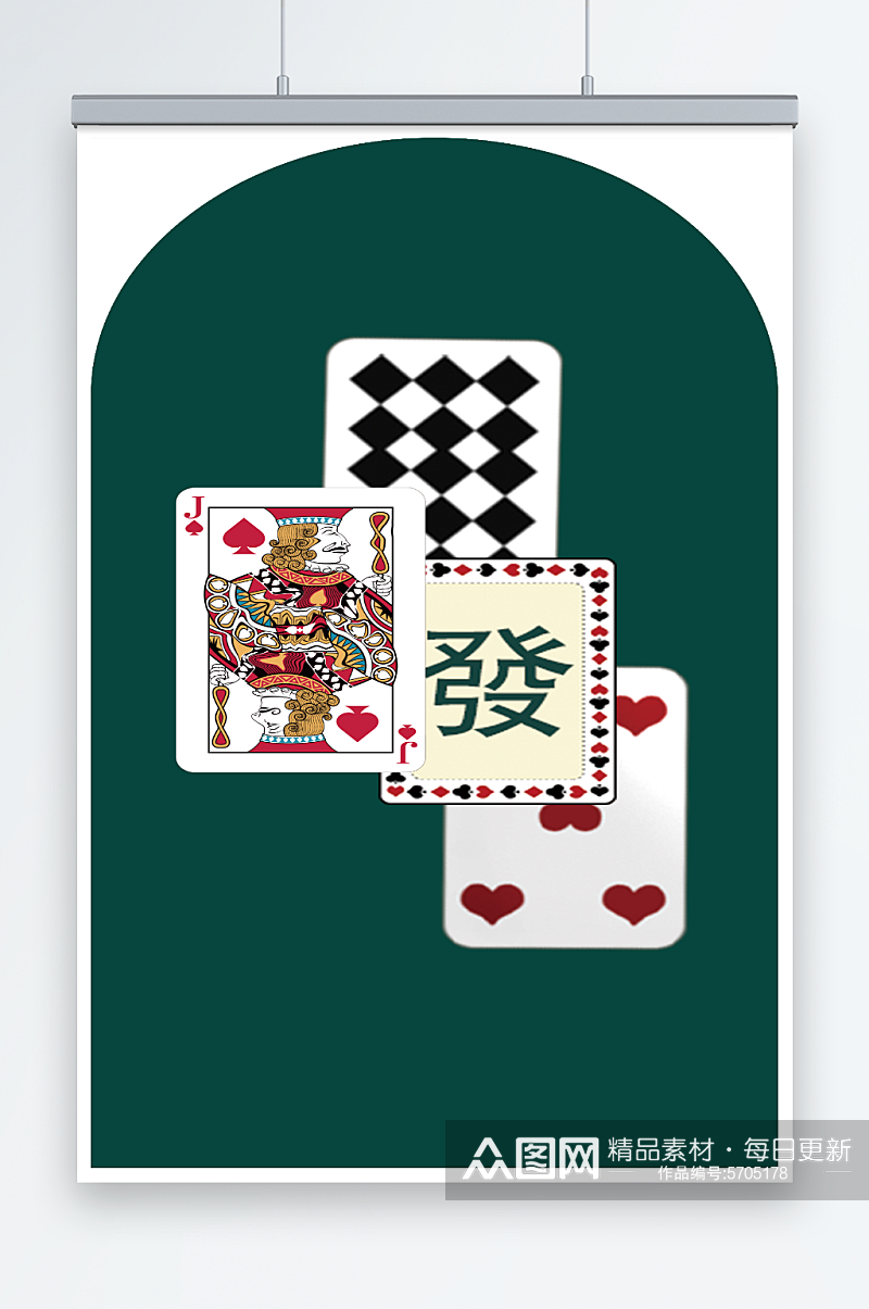 复古绿扑克牌背景素材