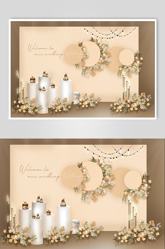 香槟橙婚礼甜品区-众图网