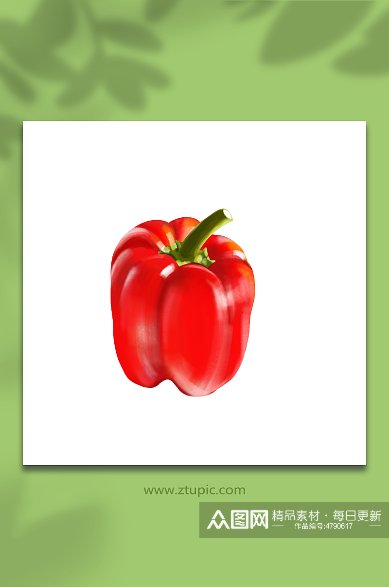 红色菜椒蔬菜辣椒元素插画素材