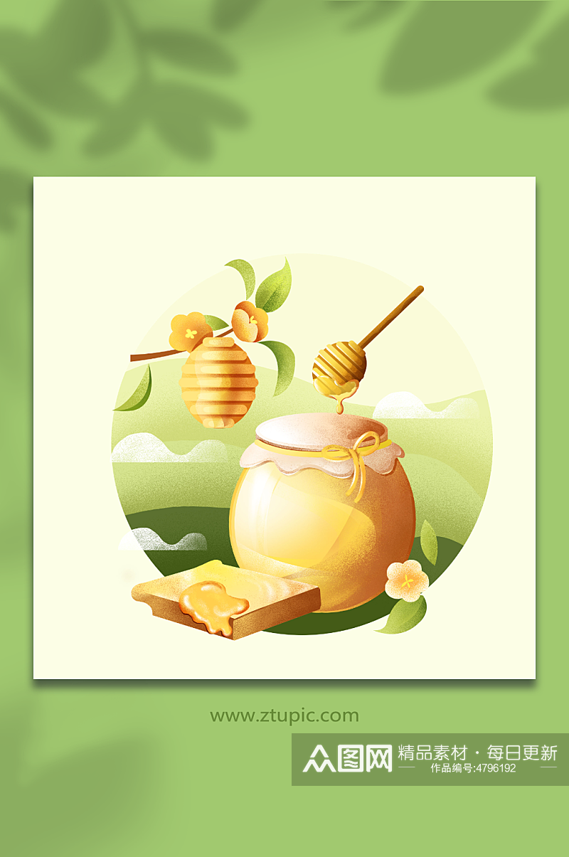 蜜罐面包自然蜂蜜元素插画素材