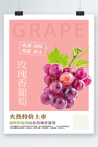 紫色简约时尚大气水果美食葡萄海报