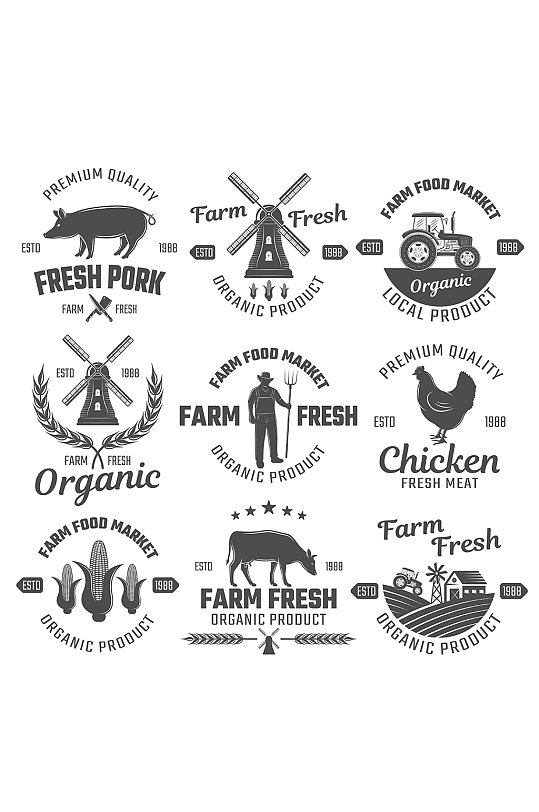 农场农产品图标标志