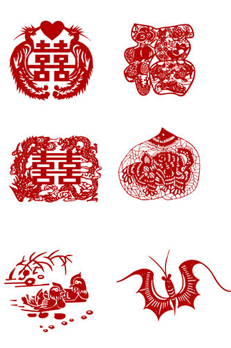 中国吉祥图案喜字剪纸