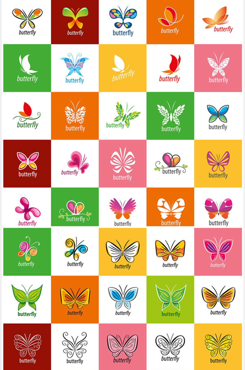蝴蝶矢量图案logo设计素材