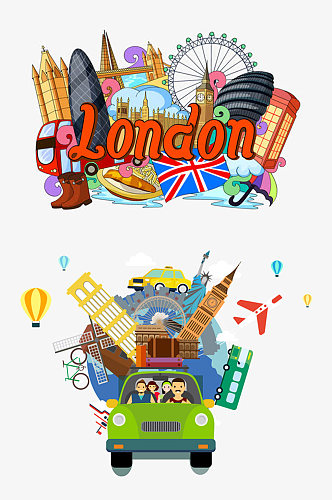旅游插画伦敦国外风格
