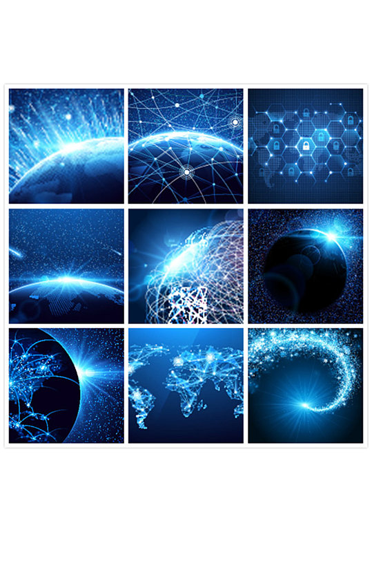 蓝色动感科技背景线条地球科技