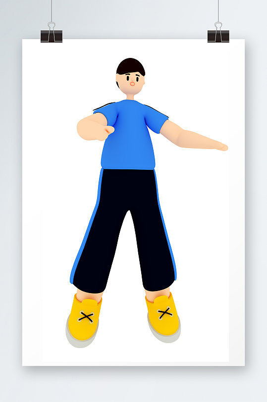 文艺少年人物3D露营模型-众图网