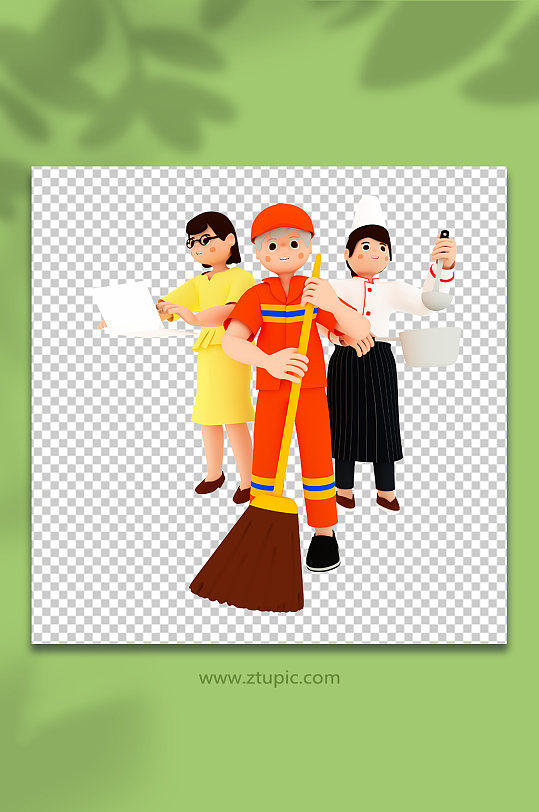 五一劳动节职业工作人物组合C4D3D模型-众图网