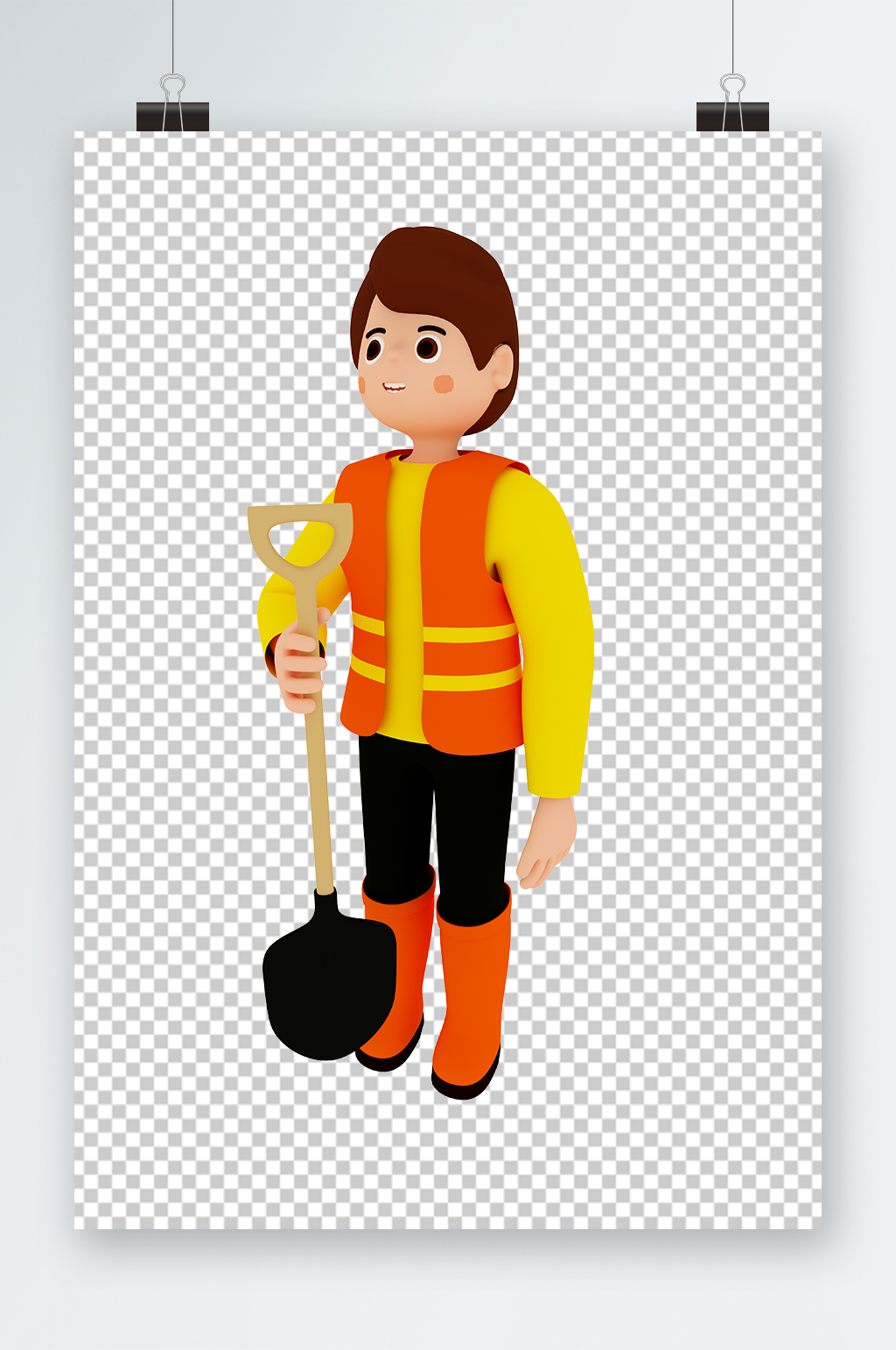 建筑工人五一勞動(dòng)節(jié)職業(yè)人物3D卡通模型素材