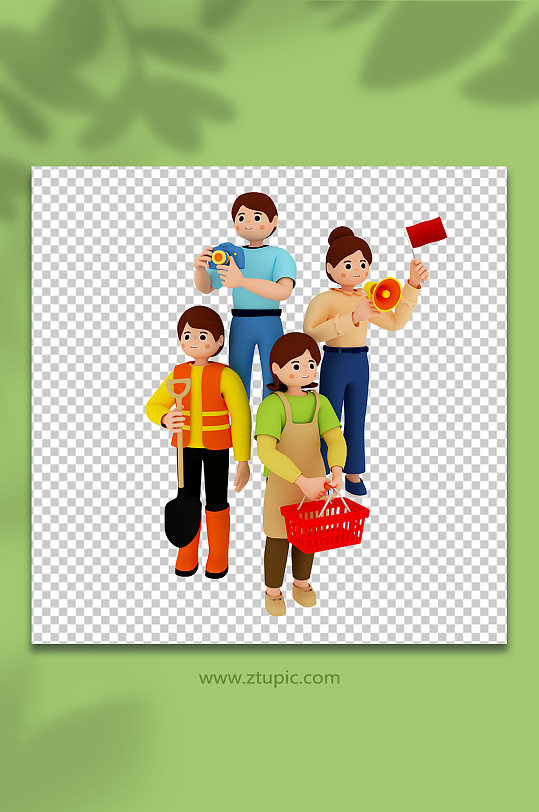 五一勞動(dòng)節(jié)職業(yè)卡通人物群像3D模型