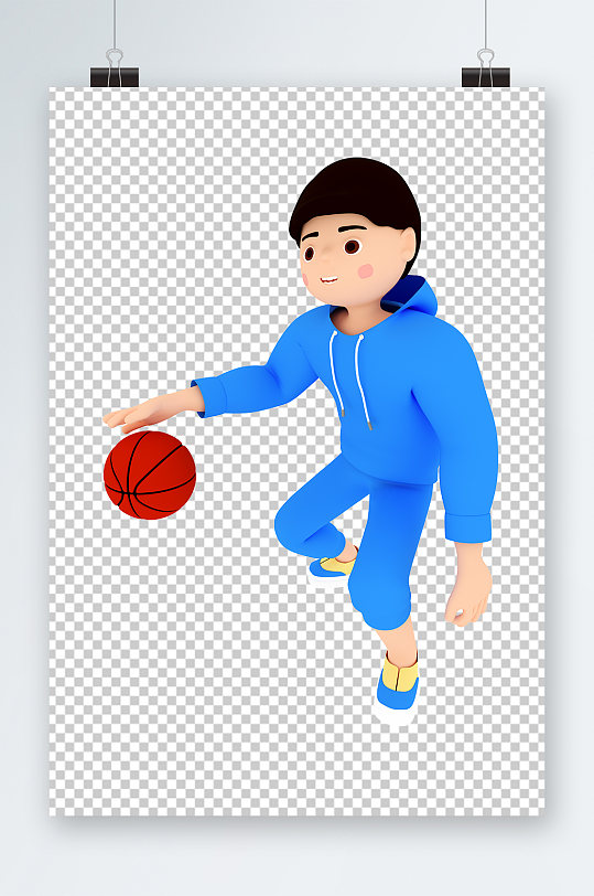 打篮球运动员五四青年人物C4D3D模型