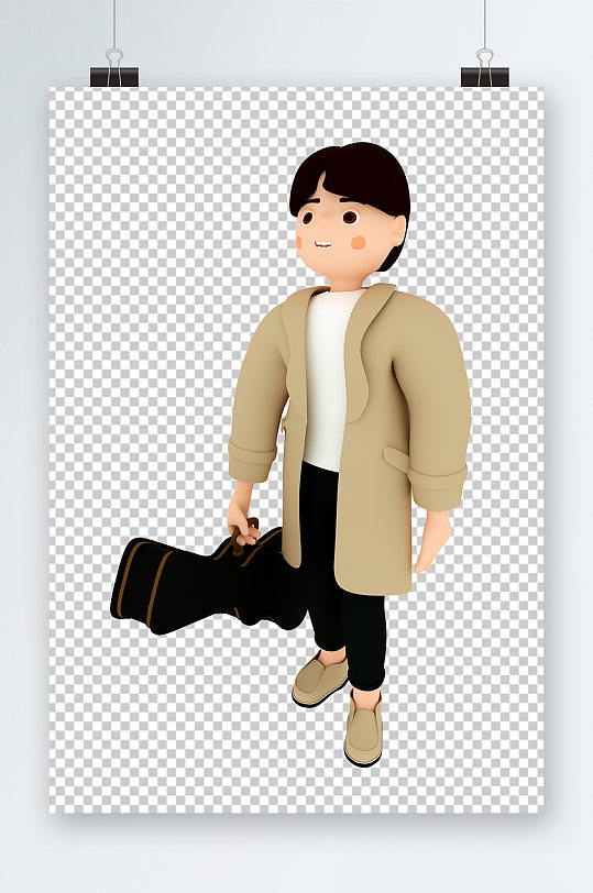 音乐家乐手五四青年人物C4D3D模型-众图网