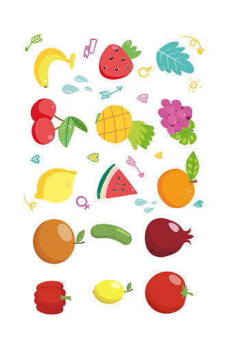 新鲜水果图案设计素材