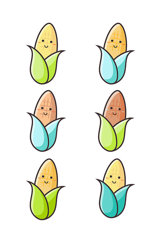 可爱蔬菜玉米表情图标插画