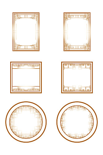 金色新中式对称边框免抠元素