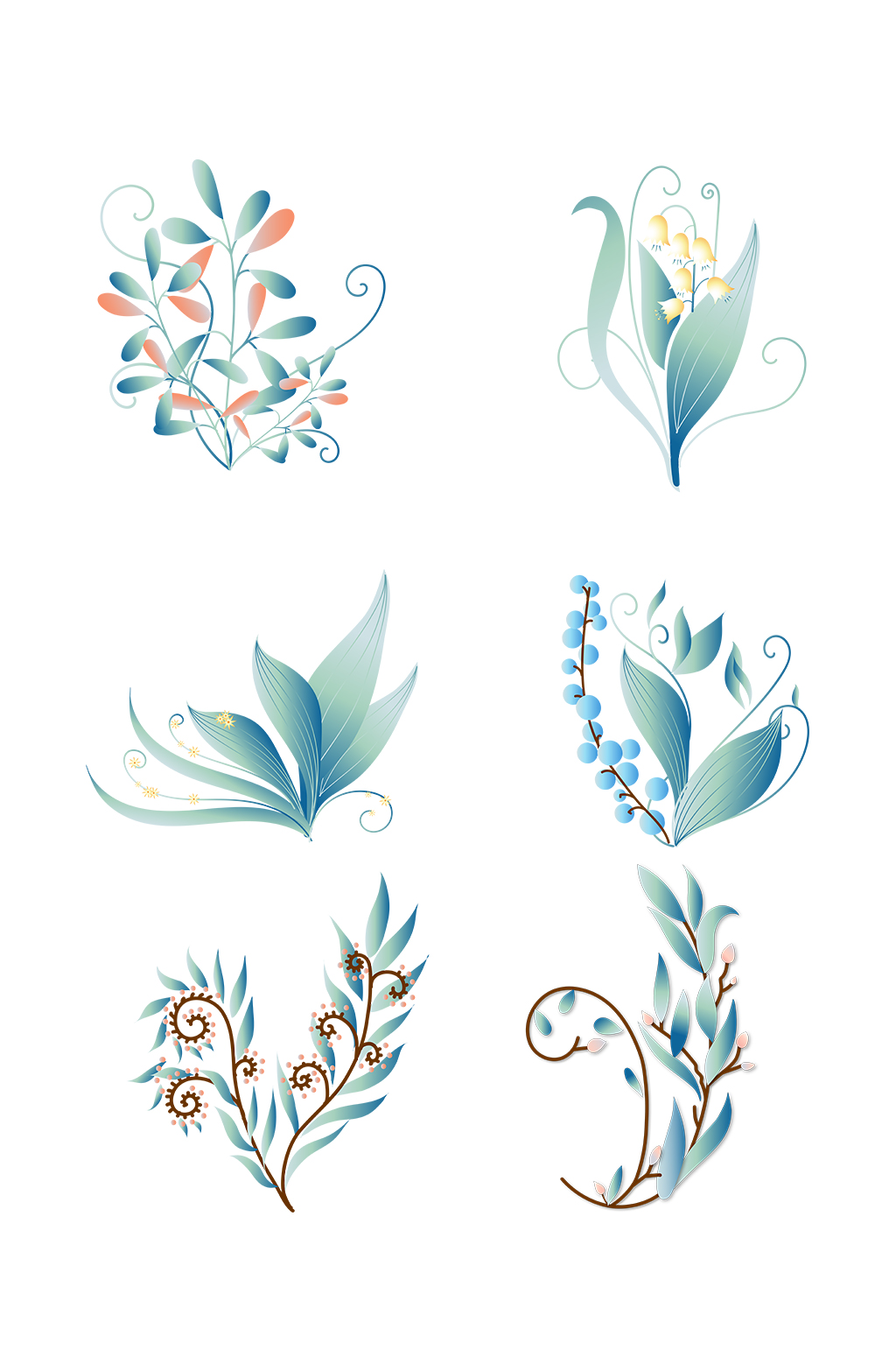 漂亮的植物花藤插画素材