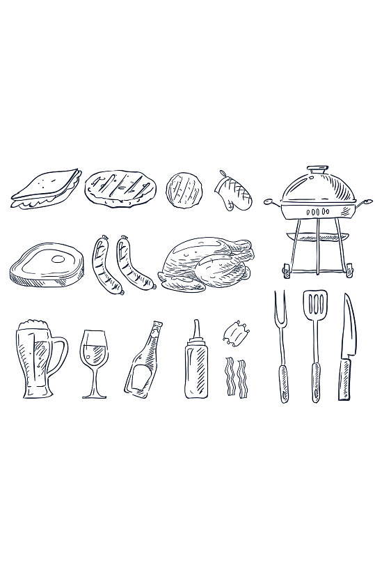 菜单立即下载英文手绘餐具图案西餐快餐素材菜单立即下载手绘创意咖