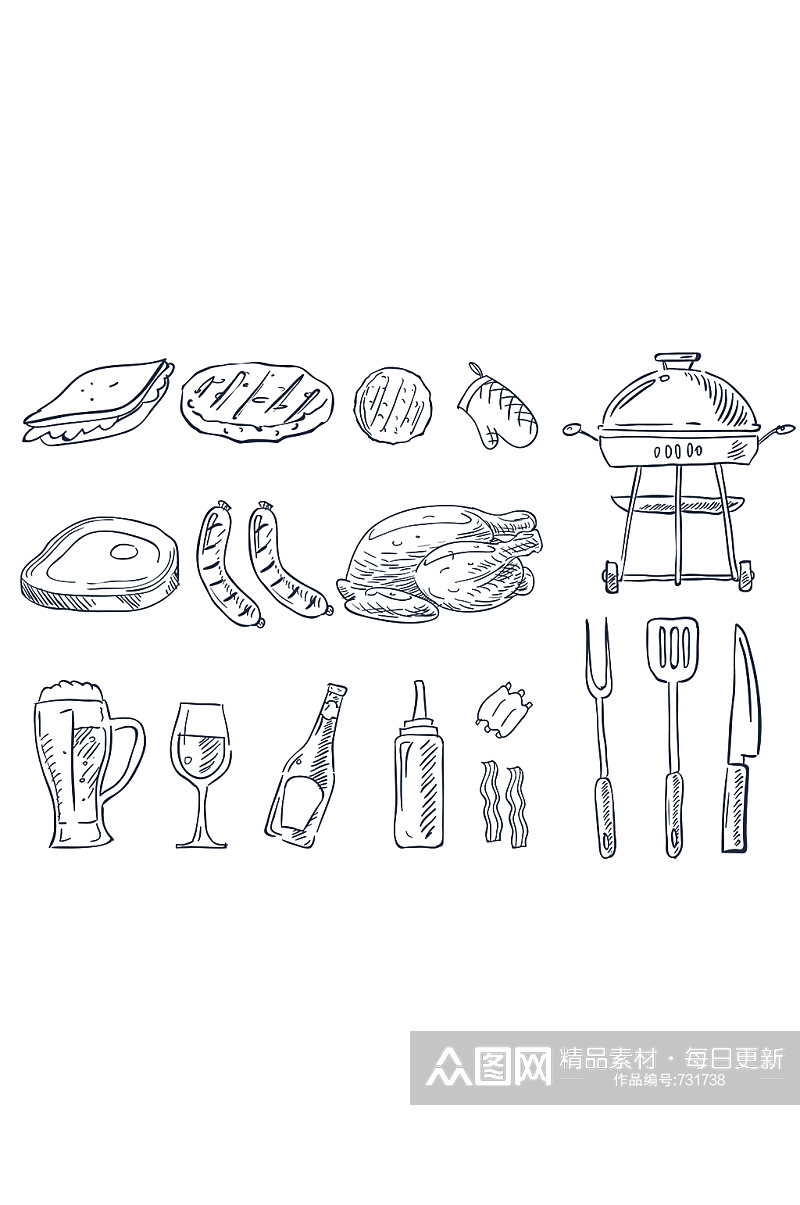 西餐食物餐具图案设计元素素材