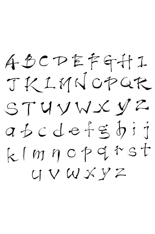 毛笔手写英文字母效果矢量元素