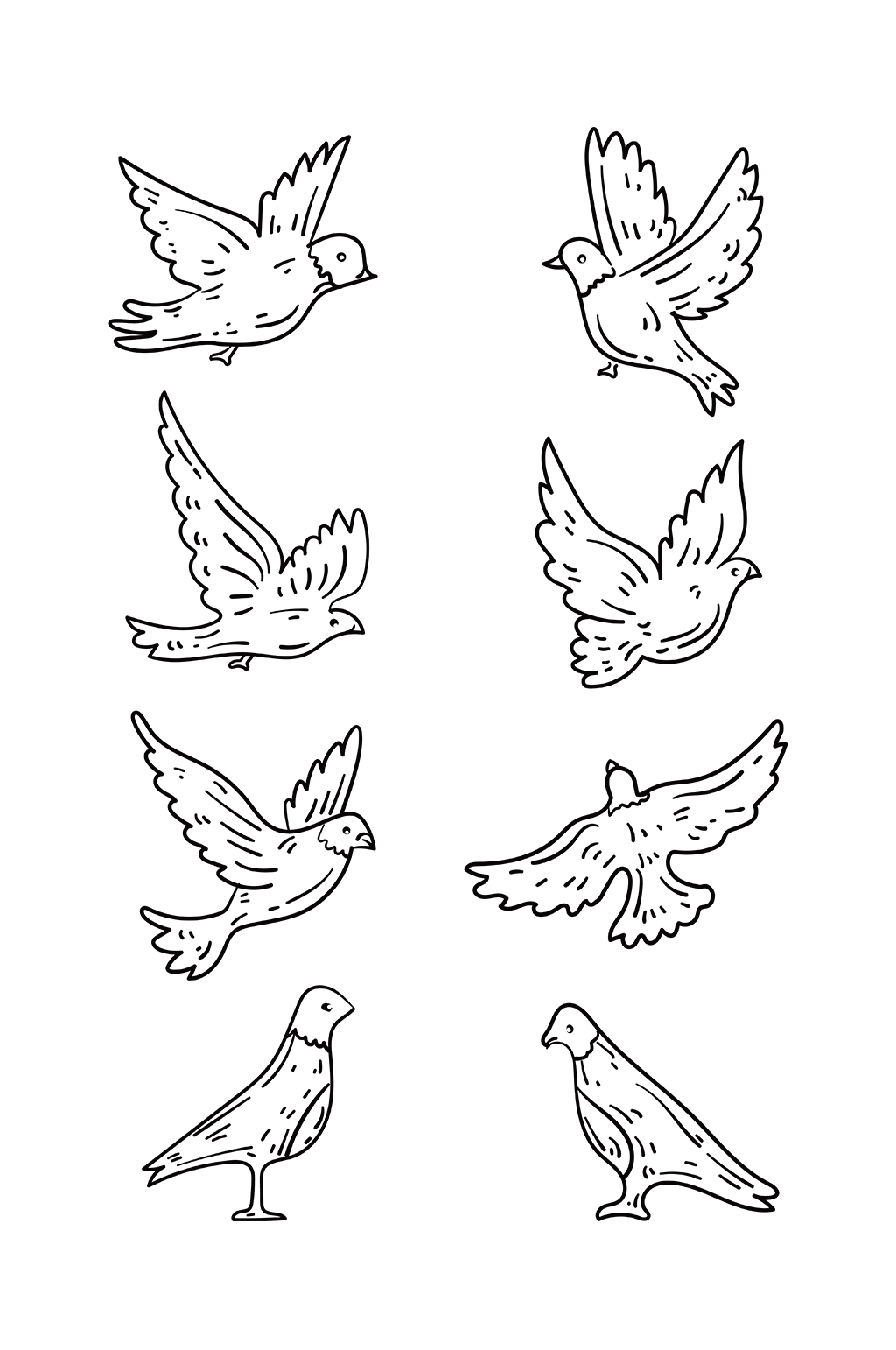 手绘鸽子简约线描装饰素材