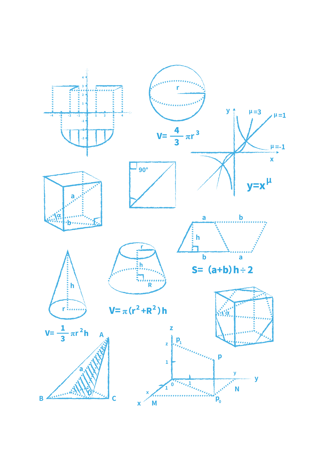 手绘小清新数学元素函数坐标素材