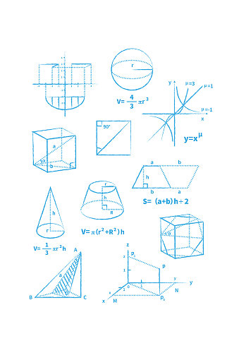 手绘小清新数学元素函数坐标