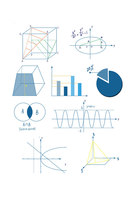 数学元素可商用函数坐标空间抛物线