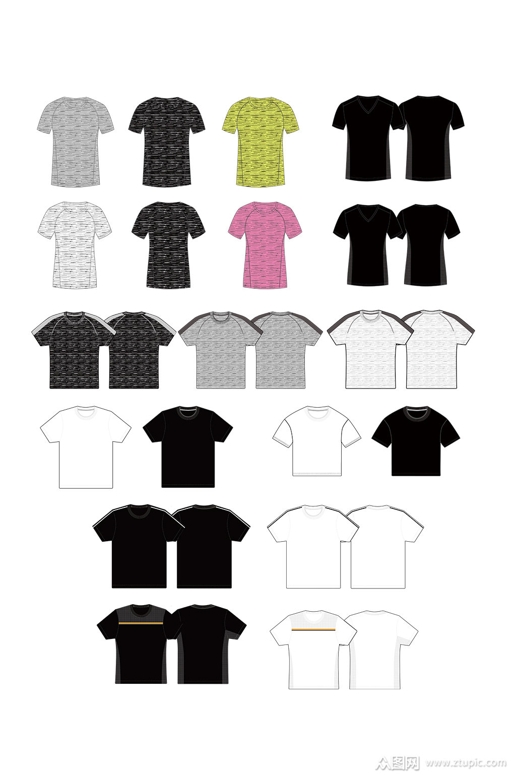 文化衫t恤polo衫矢量款式图